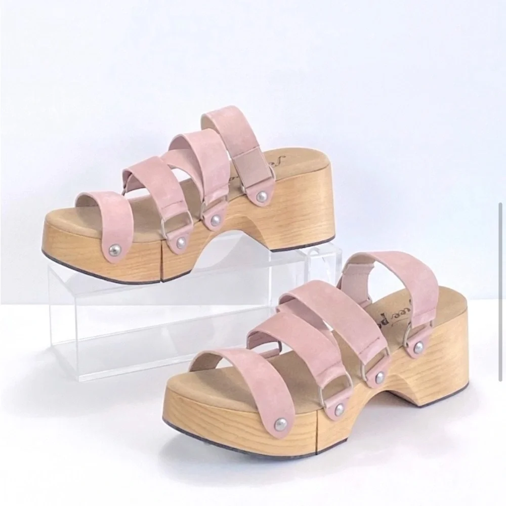 New Free People Virgo Switchback Sandals Platform Wood Clog - Picture 4 of 7